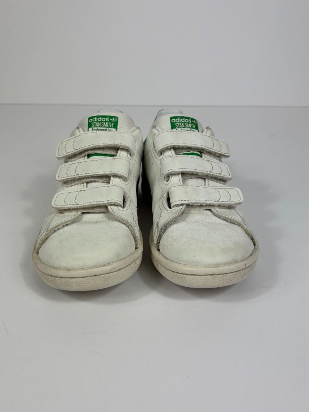 Adidas Kids Stan Smith CF Velcro White Green Sneakers Size 13K